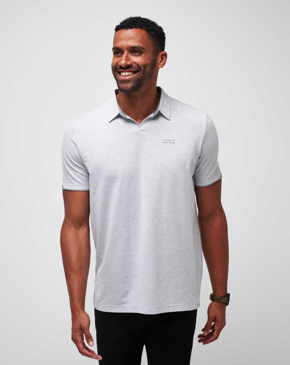 Travis Mathew Late At Night Polo Heather Light Grey | VTDRXGY-32