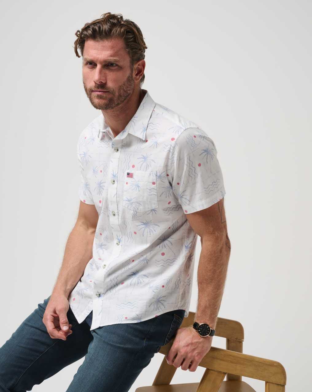 Travis Mathew Lincoln Way Button-up White | GPXJSWH-17