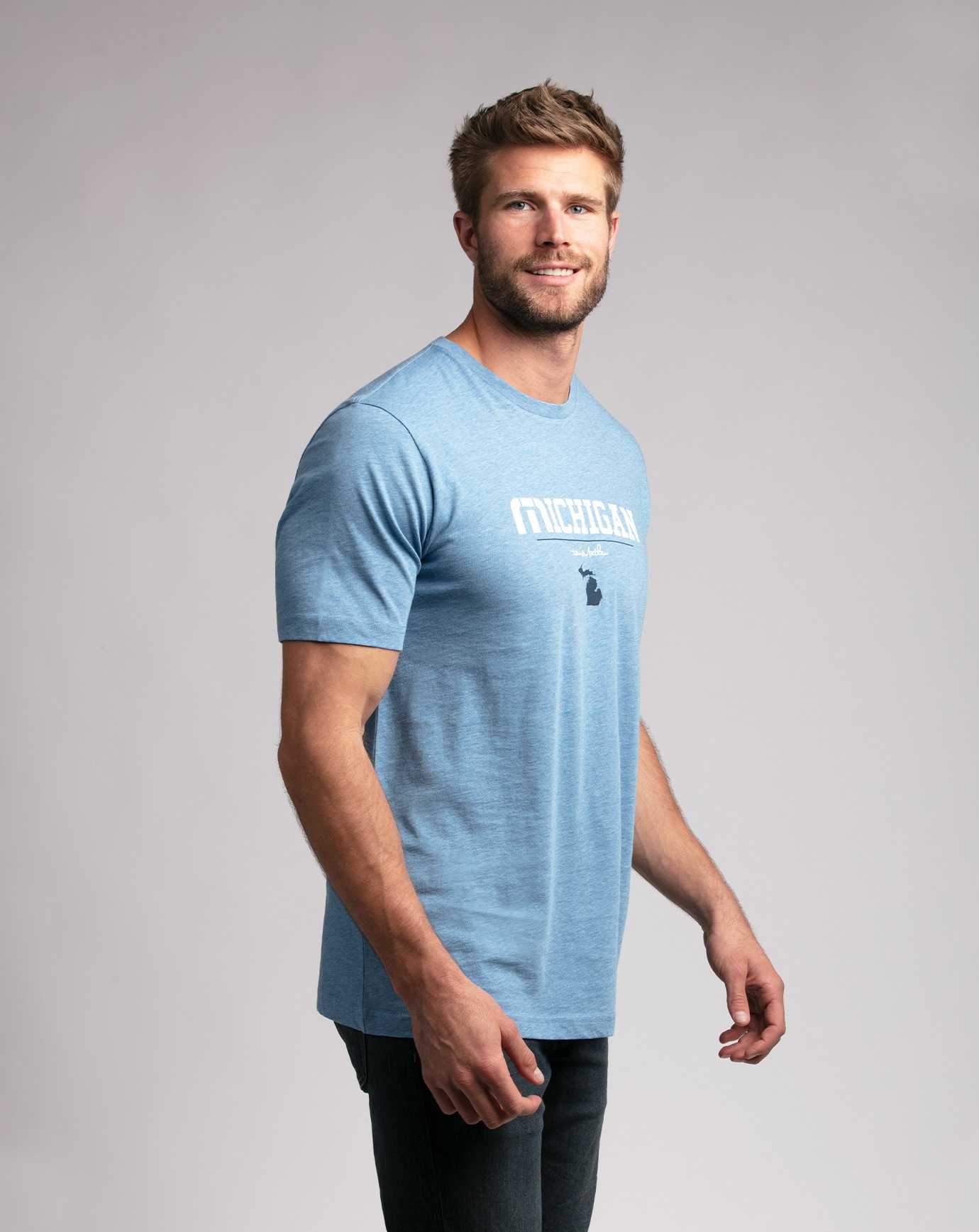 Travis Mathew Mackinac Tee Heather Blue | ALHGQET-74