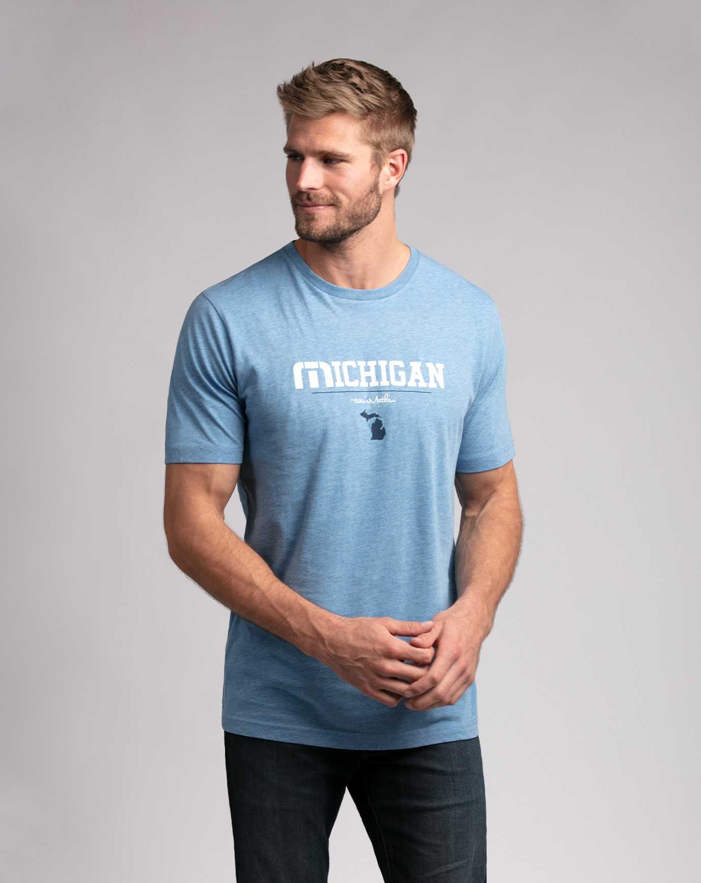 Travis Mathew Mackinac Tee Heather Blue | ALHGQET-74