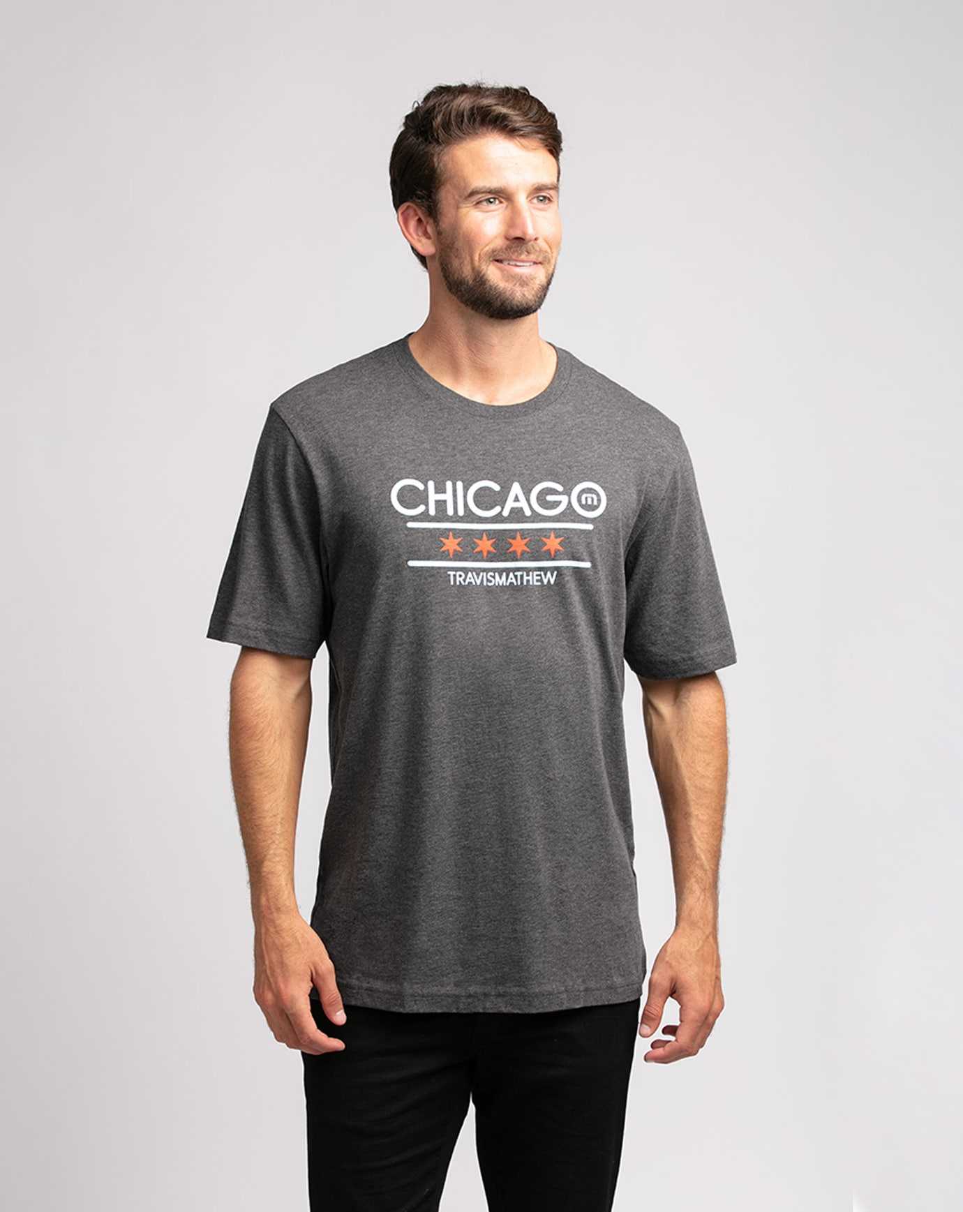 Travis Mathew Modernist Tee Heather Grey Pinstri | HOZFGEC-15