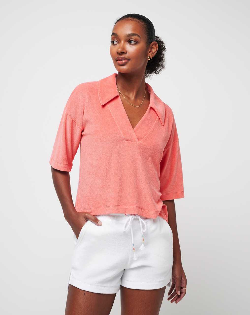 Travis Mathew Morning Rays Baby Terry Top Shell Pink | JGVFSCL-78