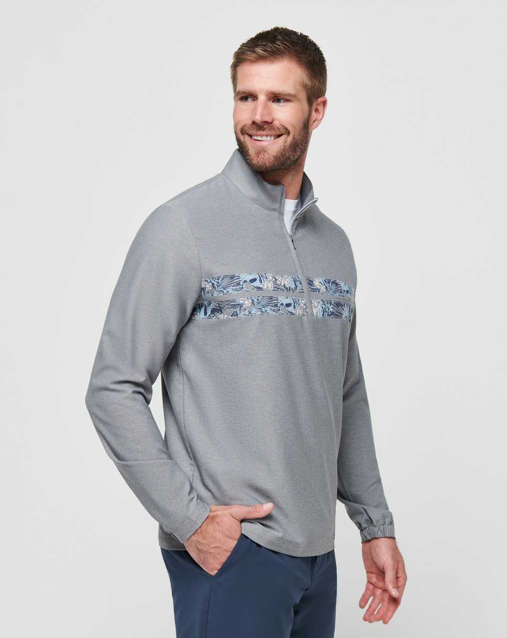 Travis Mathew Move Mountains Quarter Zip Heather Grey | WBSNLAP-12