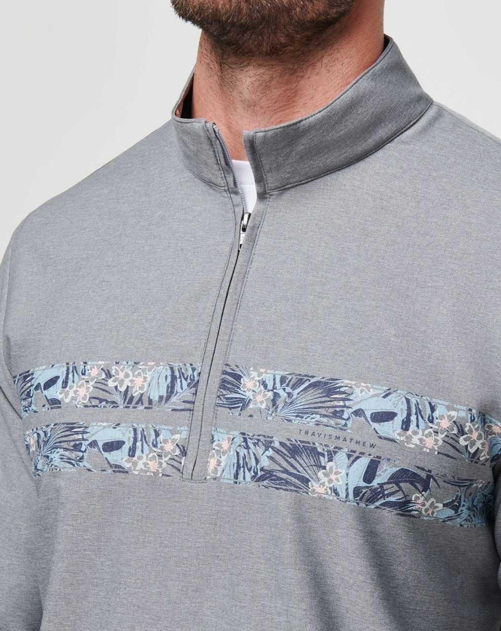 Travis Mathew Move Mountains Quarter Zip Heather Grey | WBSNLAP-12