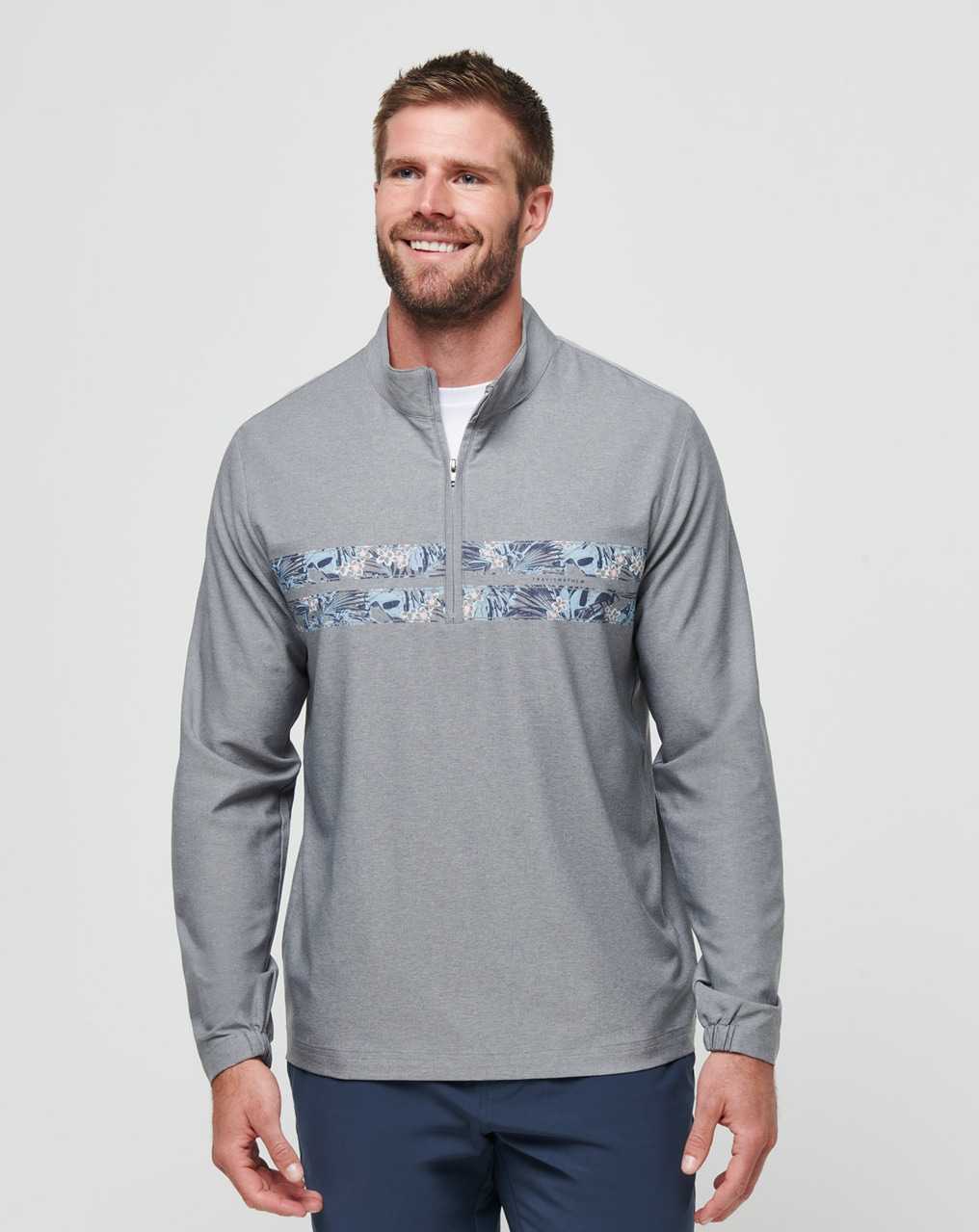 Travis Mathew Move Mountains Quarter Zip Heather Grey | WBSNLAP-12