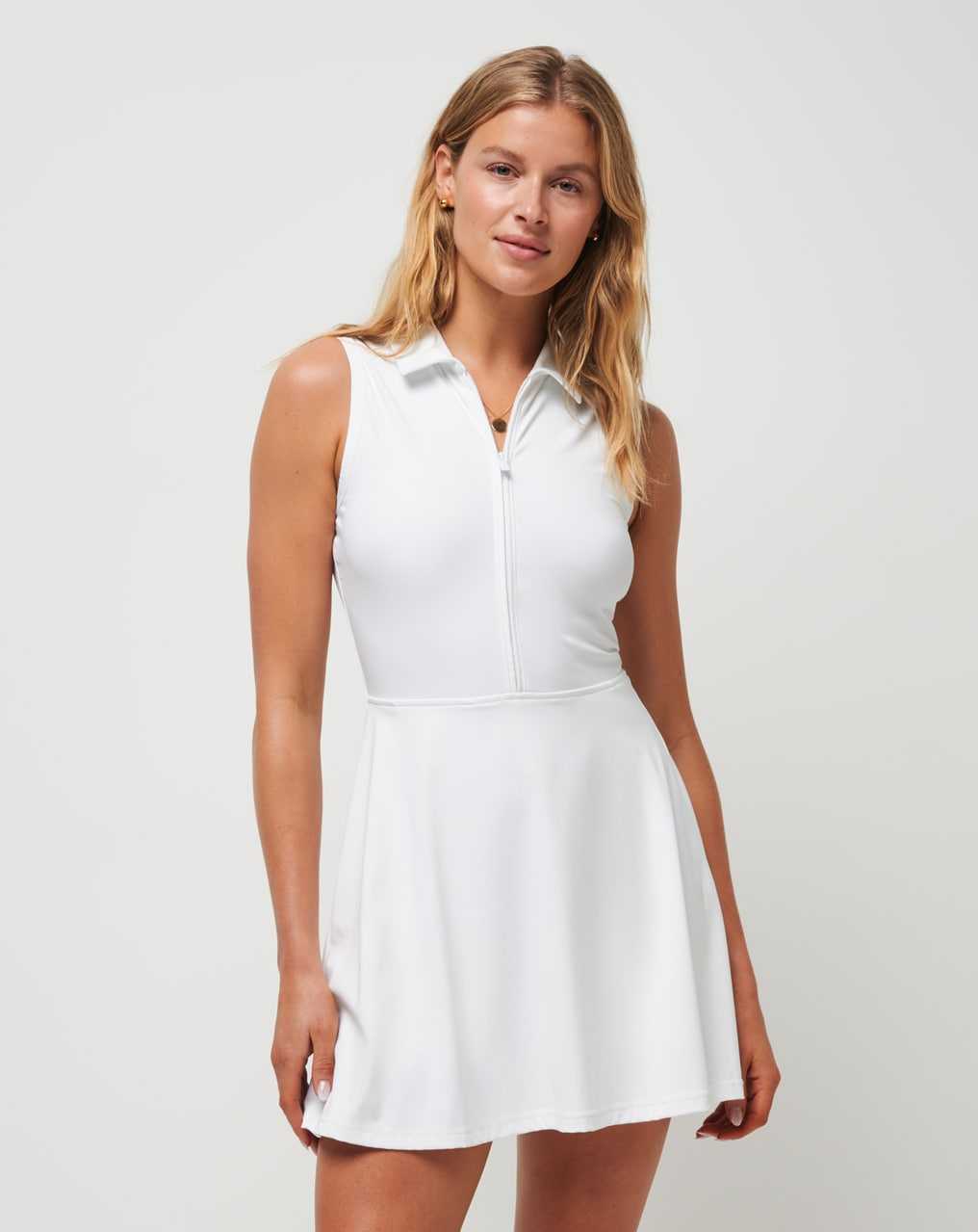 Travis Mathew Moveknit Sleeveless Polo Dress White | LHSCJXZ-16