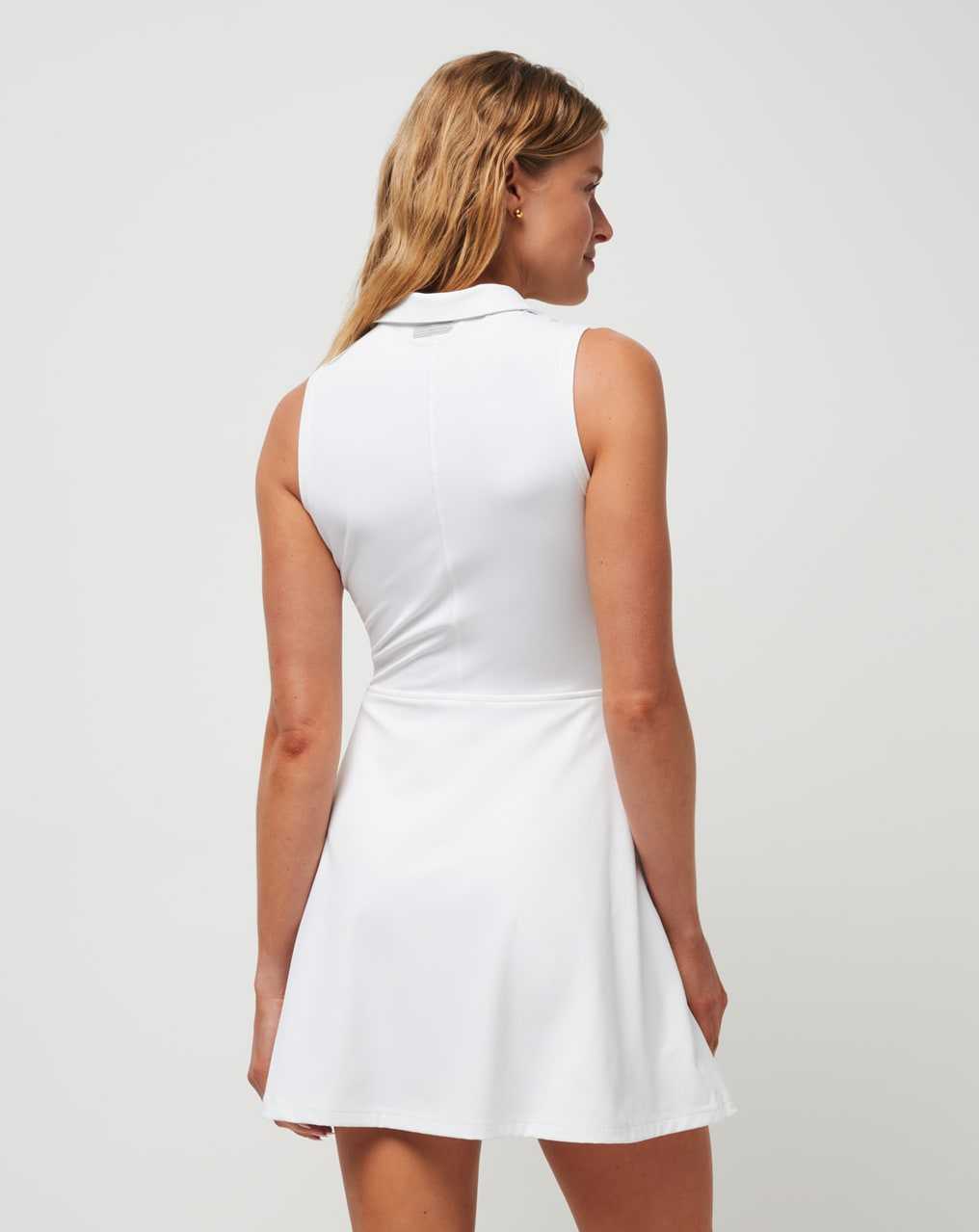 Travis Mathew Moveknit Sleeveless Polo Dress White | LHSCJXZ-16