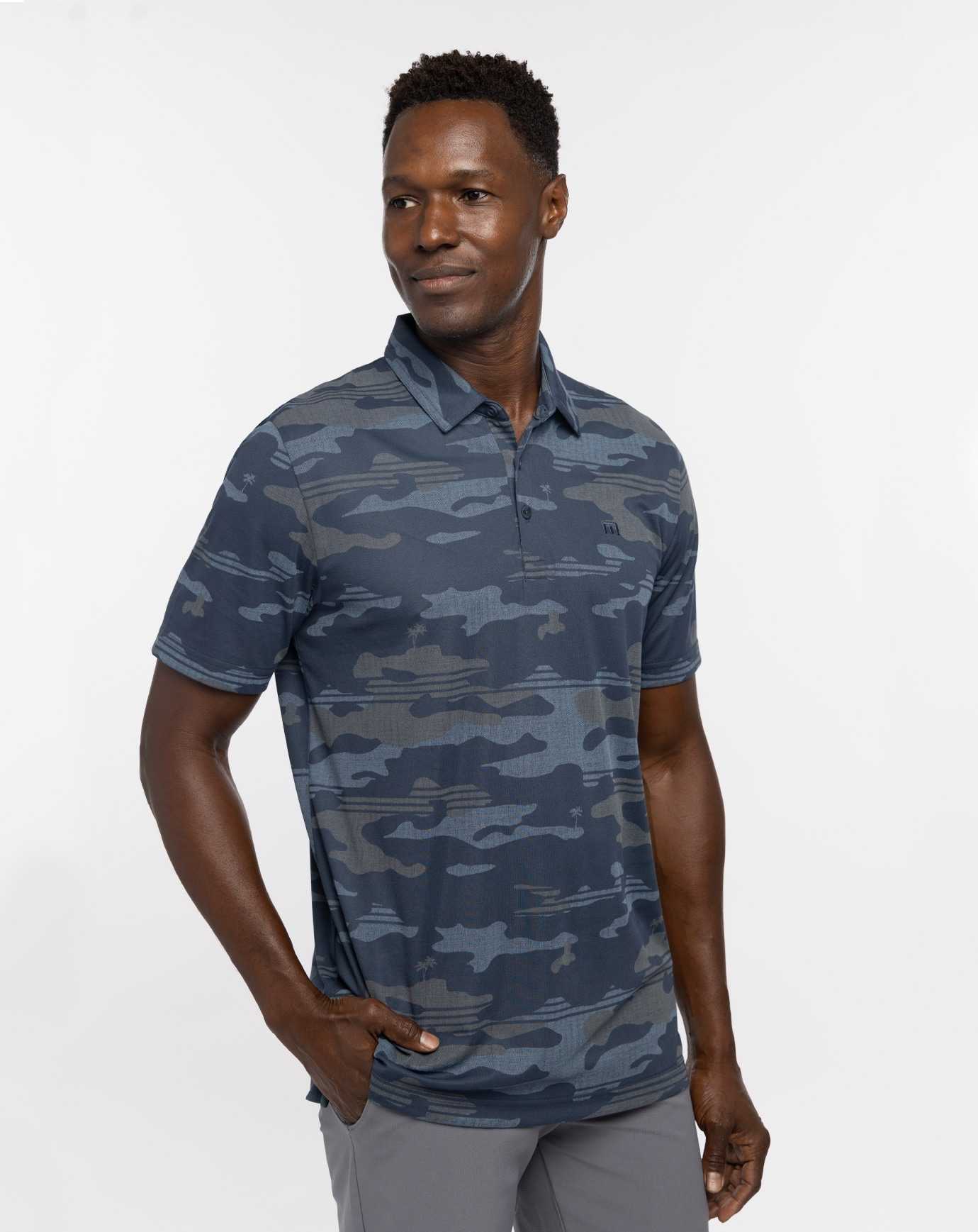 Travis Mathew Open Camo Polo Blue Nights | LVMDOEK-18