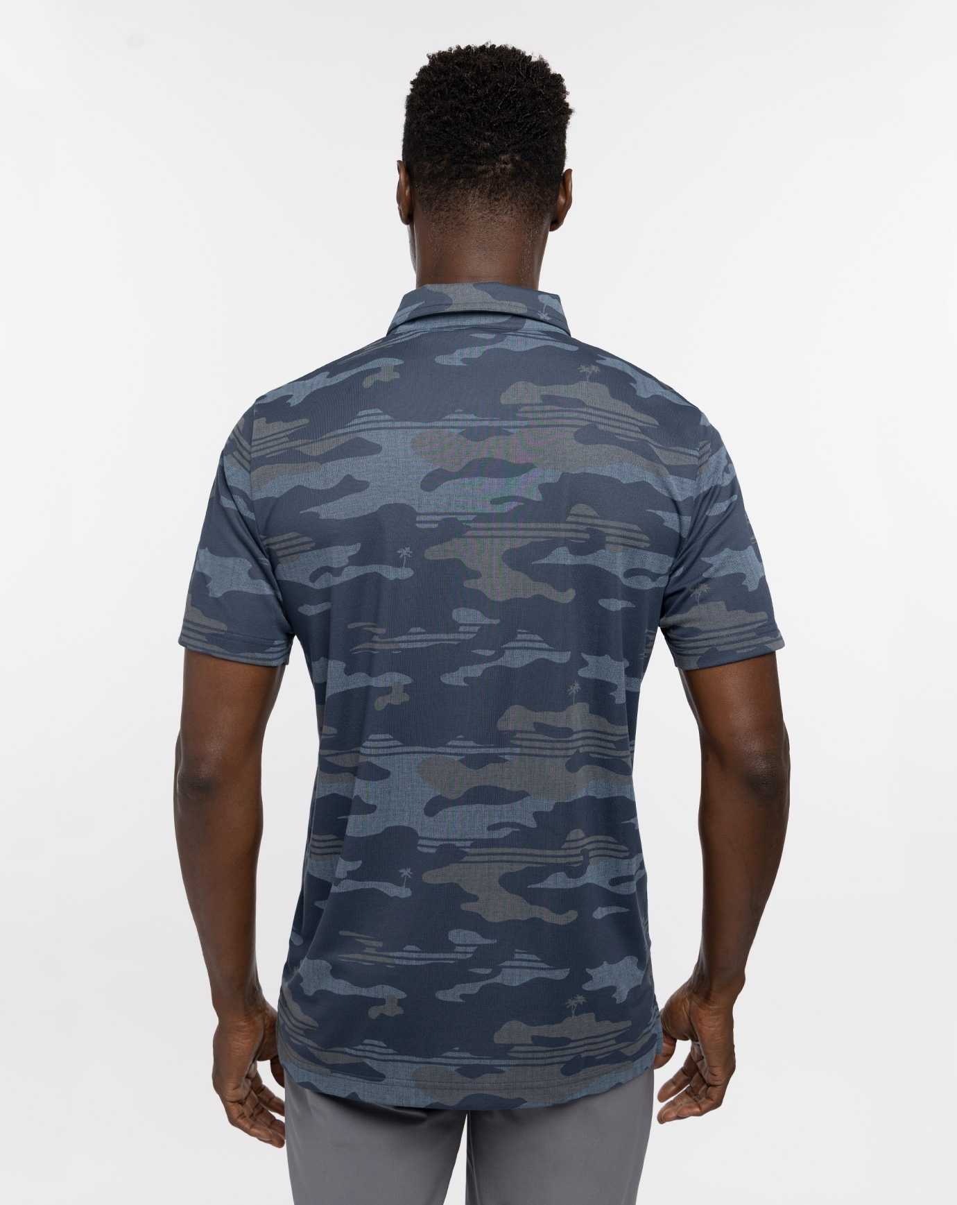 Travis Mathew Open Camo Polo Blue Nights | LVMDOEK-18