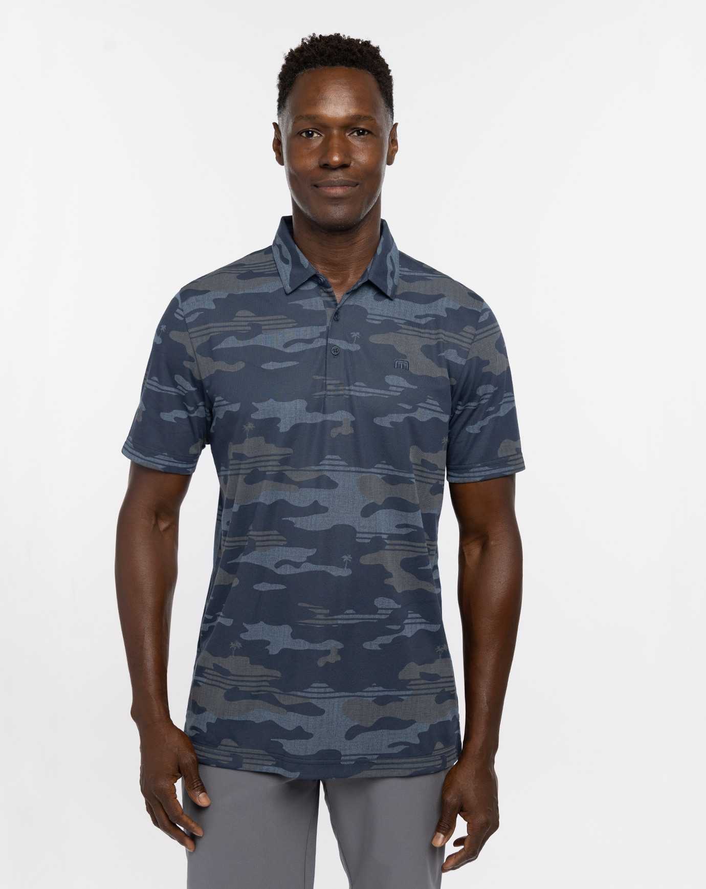 Travis Mathew Open Camo Polo Blue Nights | LVMDOEK-18