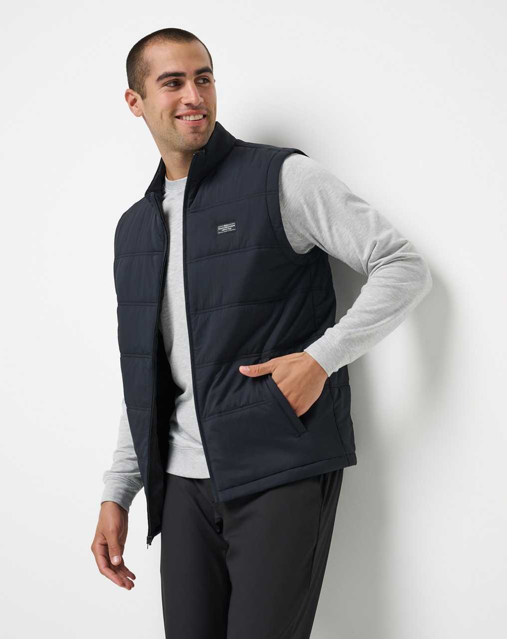 Travis Mathew Palisades Puffer Vest Black | HFCYVBK-67