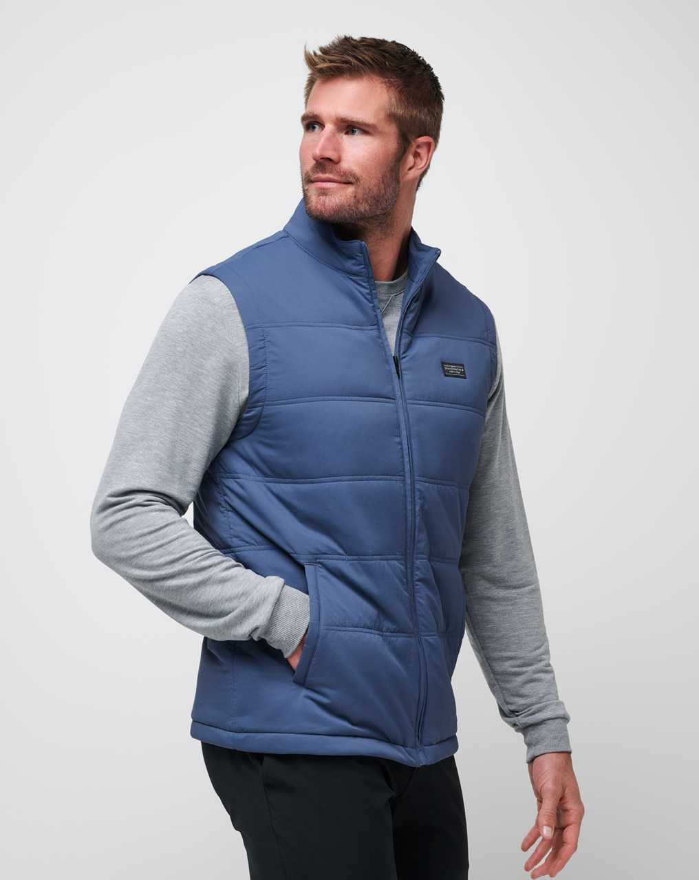 Travis Mathew Palisades Puffer Vest Navy | ULXNAHG-57