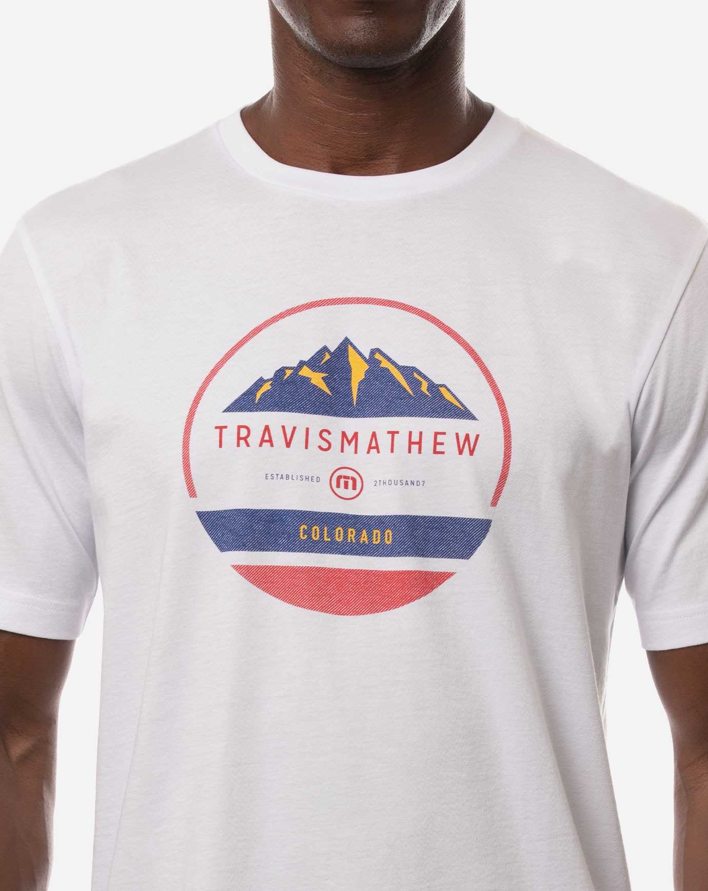 Travis Mathew Peak Your Interest Tee White | PMJSCUF-14