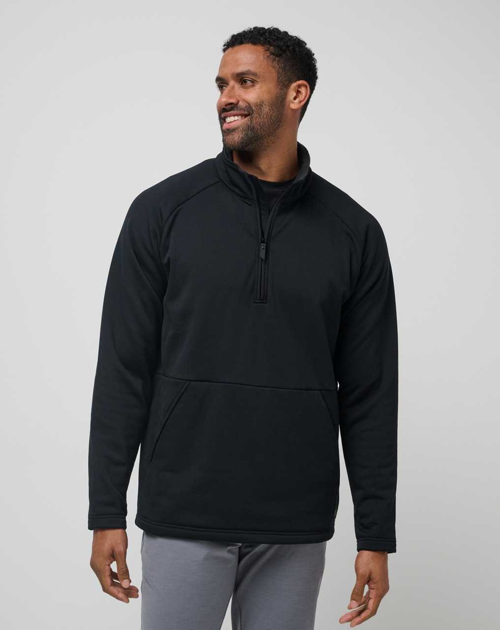 Travis Mathew Quest Polar Fleece Quarter Zip Black | HDZWXJF-89