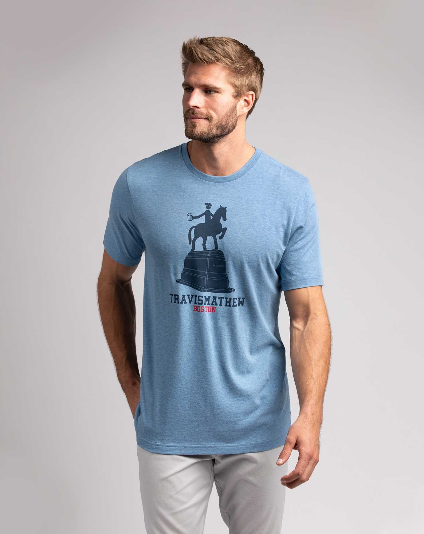 Travis Mathew Revere Revere Tee Heather Blue | CMDUTJZ-17