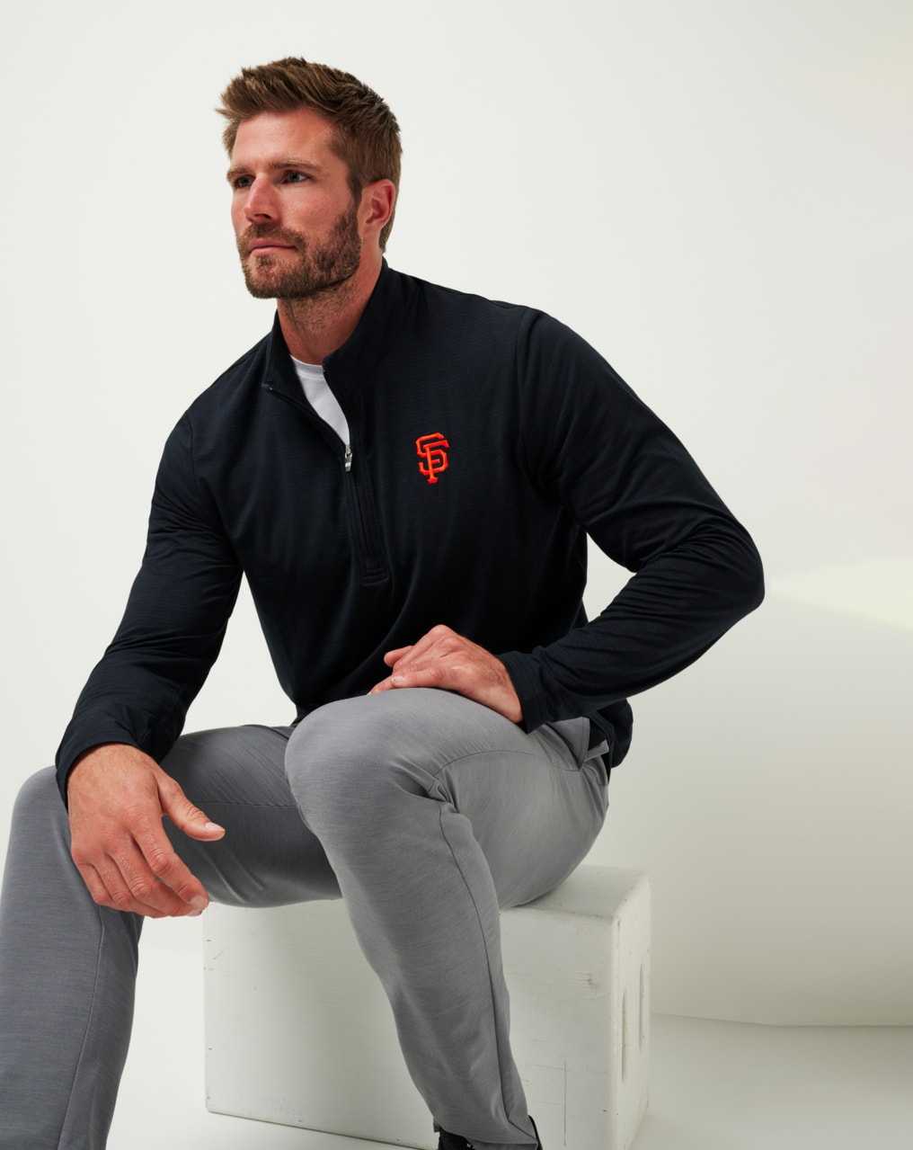 Travis Mathew San Francisco Giants The Heater Quarter Zip Black | NMCKXPV-30