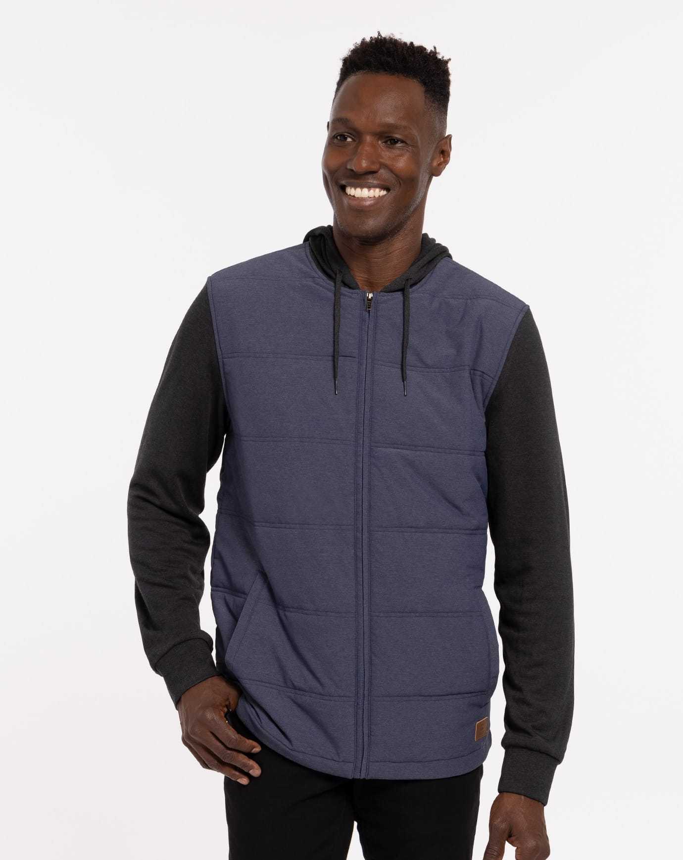 Travis Mathew Scavenger Full Zip Hoodie Heather Blue Nights | GMKJZOF-09