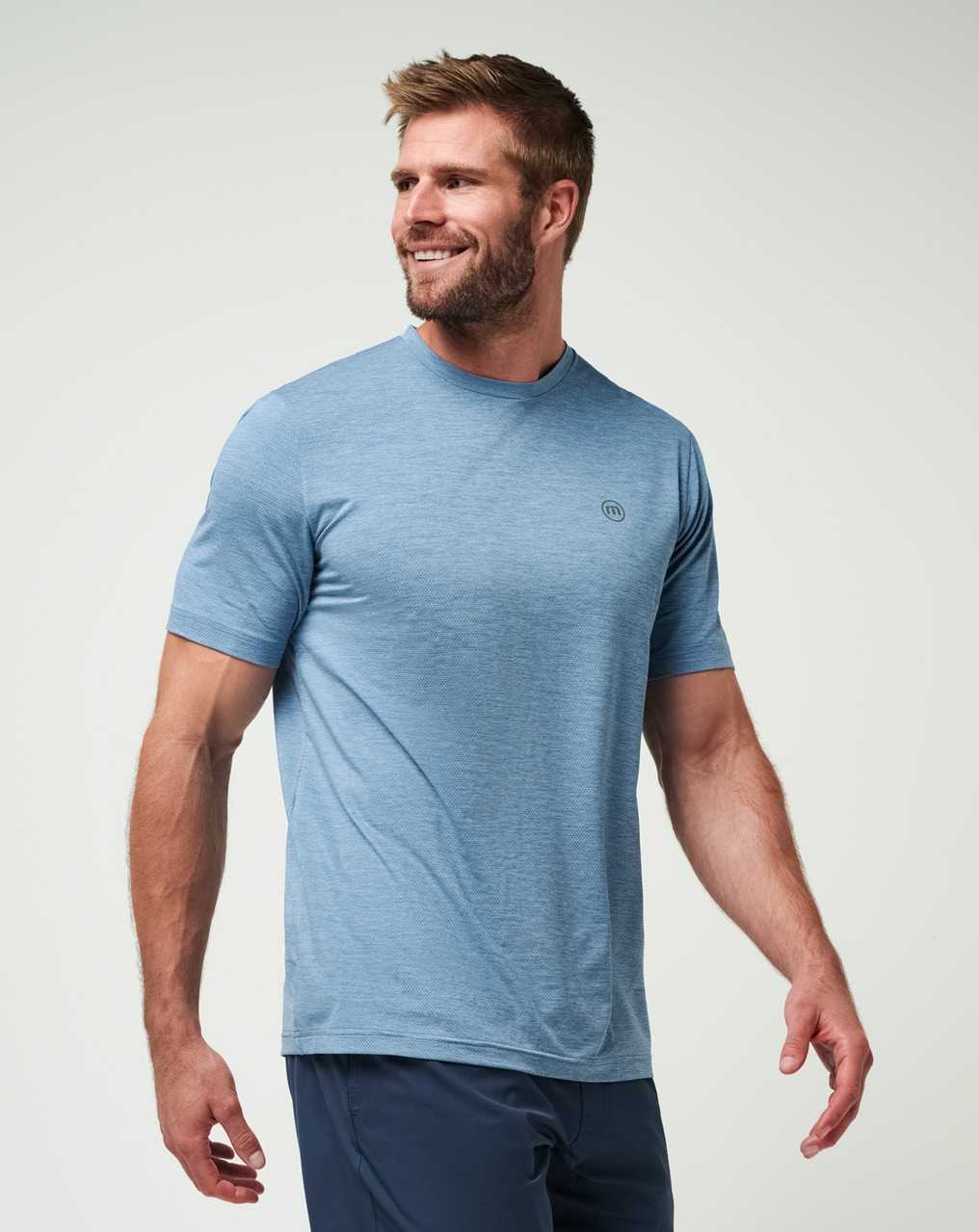 Travis Mathew Scenic Vista Active Tee Heather Copen Blue | JXVDNIG-39