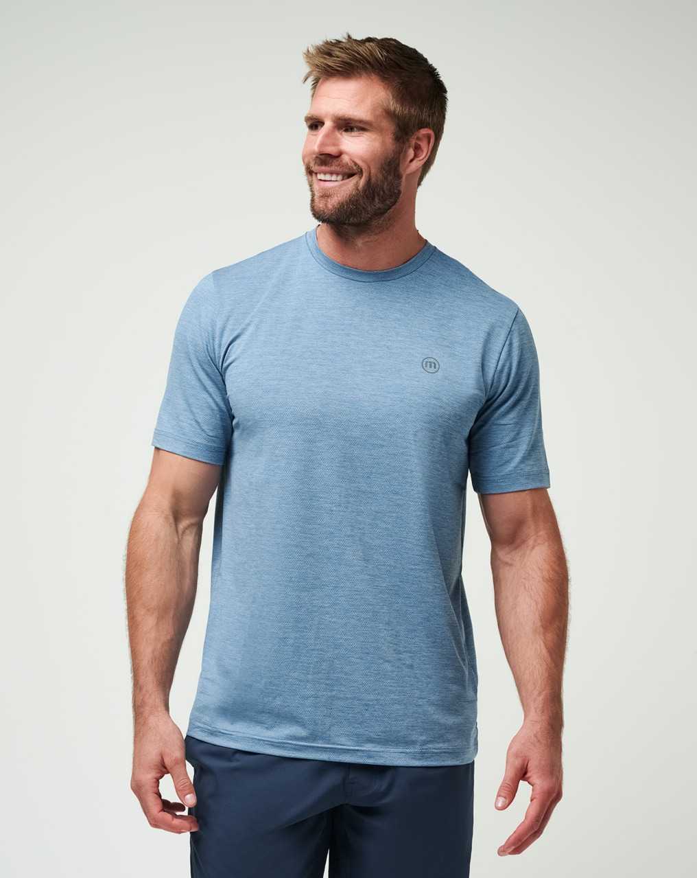 Travis Mathew Scenic Vista Active Tee Heather Copen Blue | JXVDNIG-39