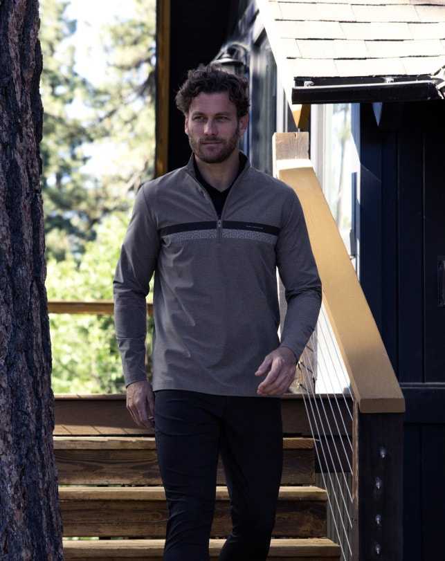 Travis Mathew Sit And Sip Quarter Zip Heather Medium Grey | EYBCSNI-06