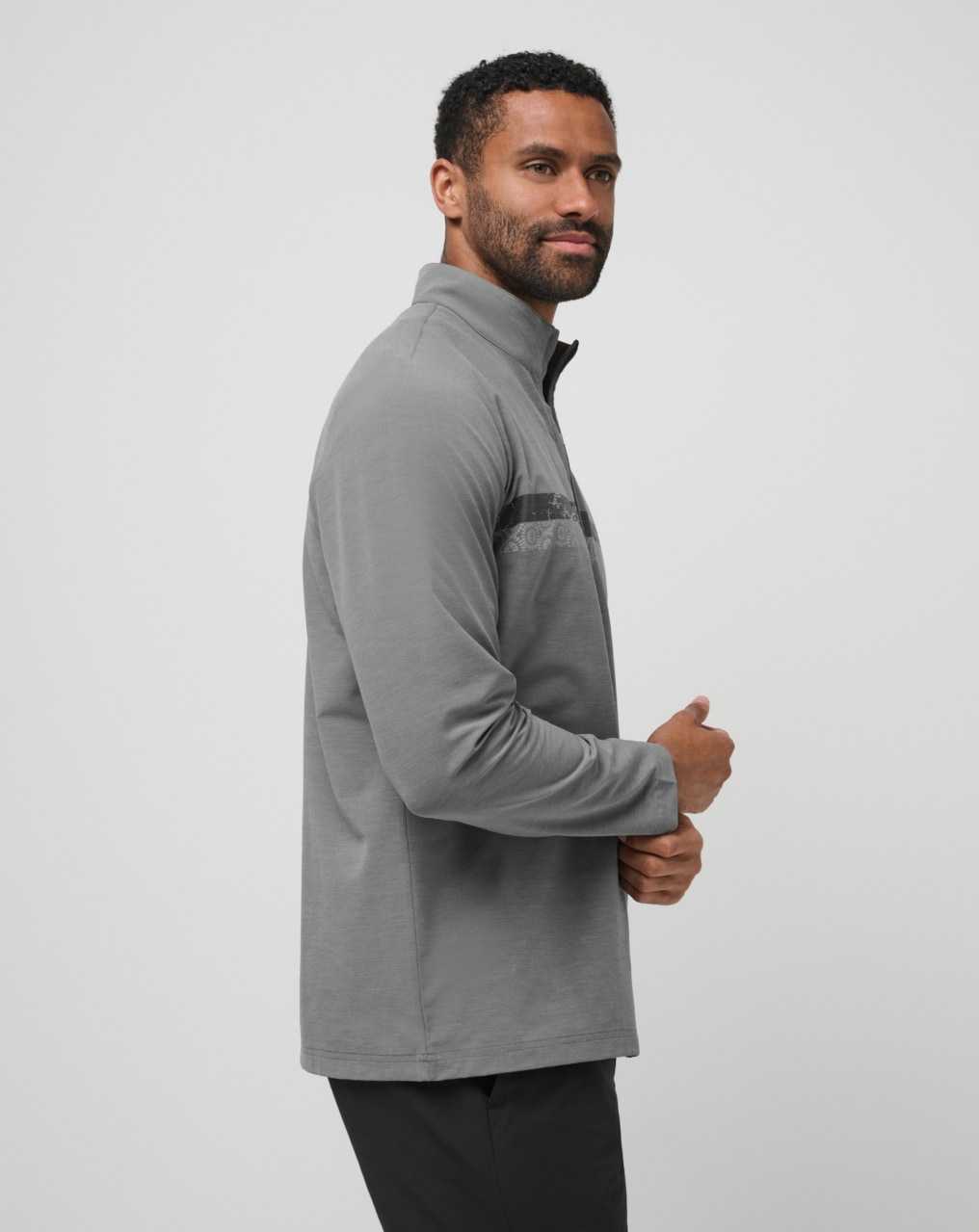 Travis Mathew Sit And Sip Quarter Zip Heather Medium Grey | EYBCSNI-06