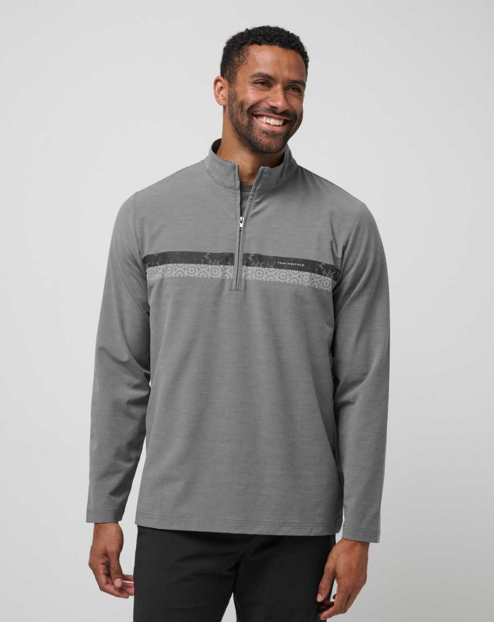 Travis Mathew Sit And Sip Quarter Zip Heather Medium Grey | EYBCSNI-06