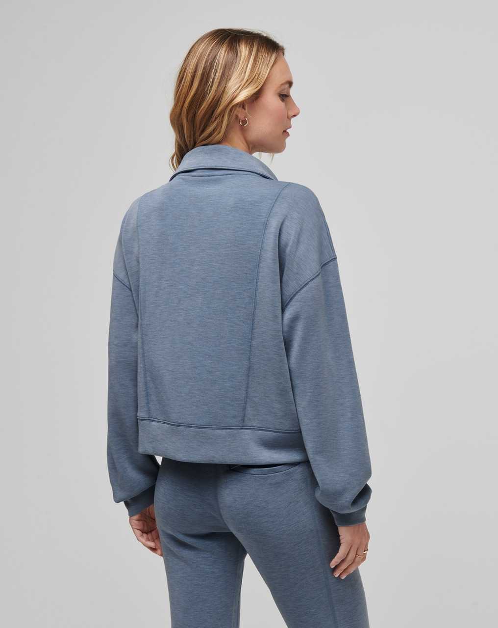 Travis Mathew Skyloft Soft Half Zip Heather Moonlight Blue | KUPVHYX-16