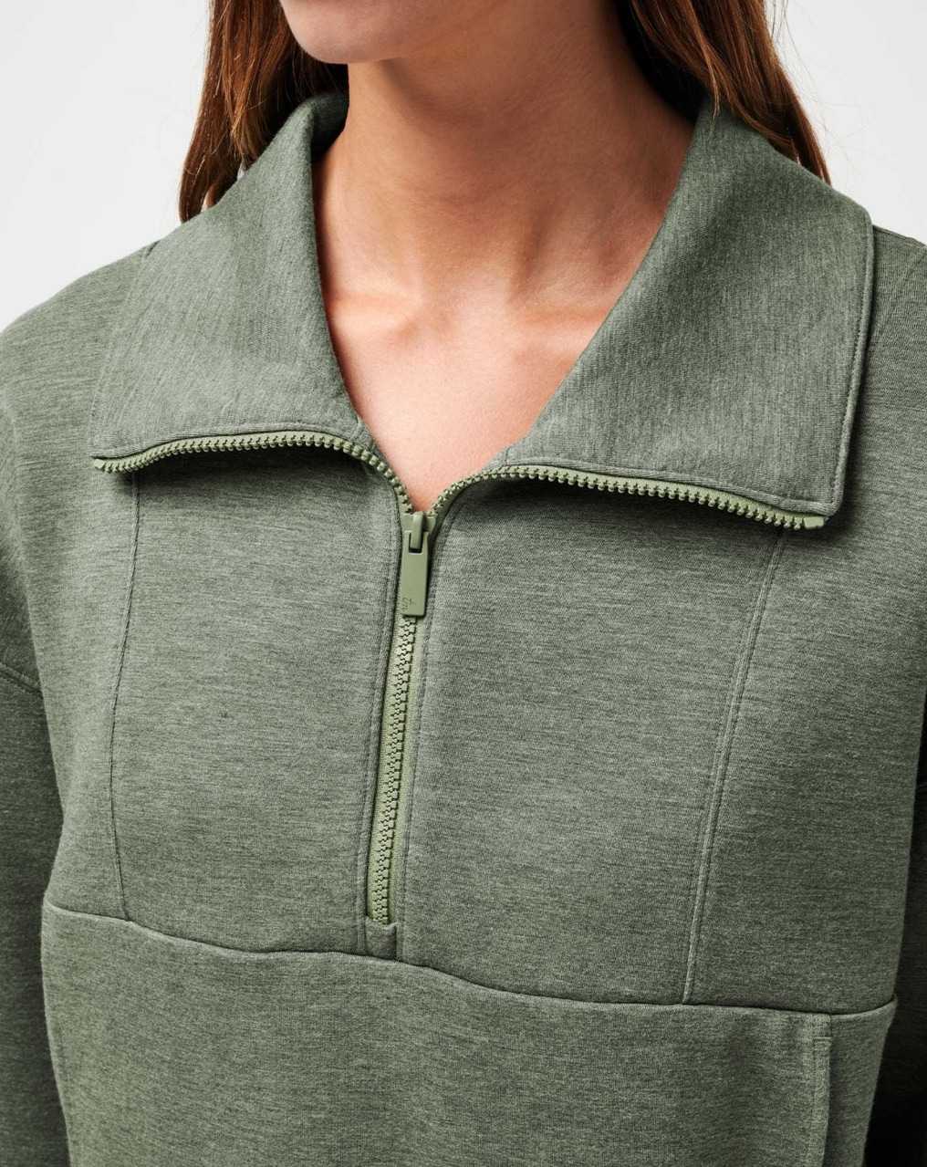 Travis Mathew Skyloft Soft Half Zip Heather Agave Green | JMRVZXL-64