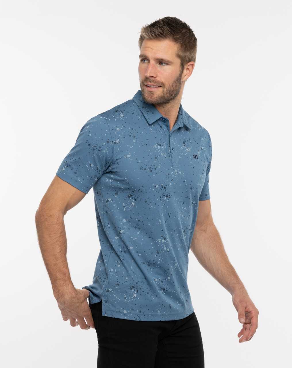 Travis Mathew Splatter Print Polo Stellar Blue | NETLIAZ-85