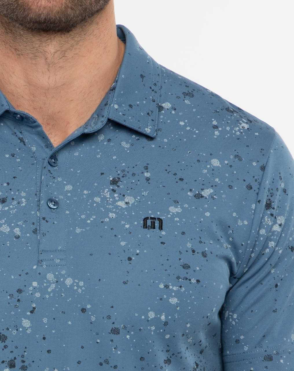 Travis Mathew Splatter Print Polo Stellar Blue | NETLIAZ-85