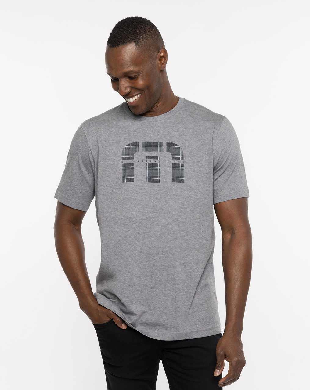 Travis Mathew St Andrews Shadowy Plaid Tee Heather Grey | AQETFIS-41