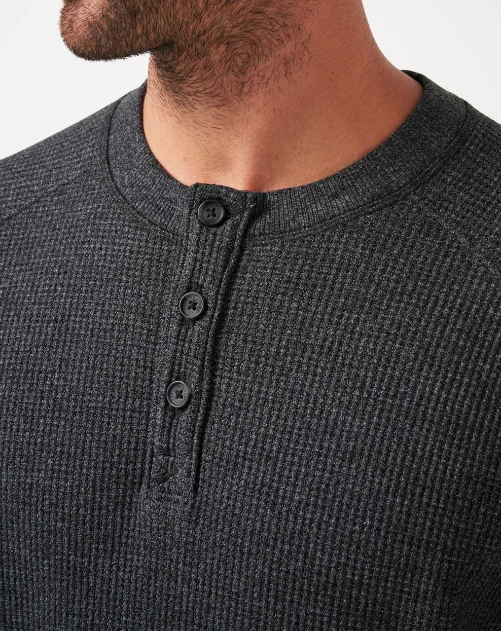 Travis Mathew Storm Brew Cloud Waffle Henley Heather Dark Grey | VGPUAJX-75