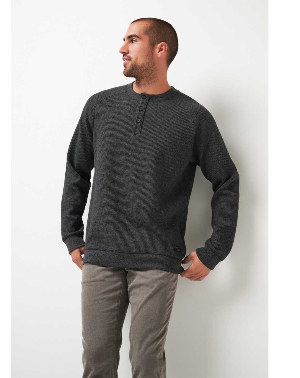 Travis Mathew Storm Brew Cloud Waffle Henley Heather Dark Grey | VGPUAJX-75