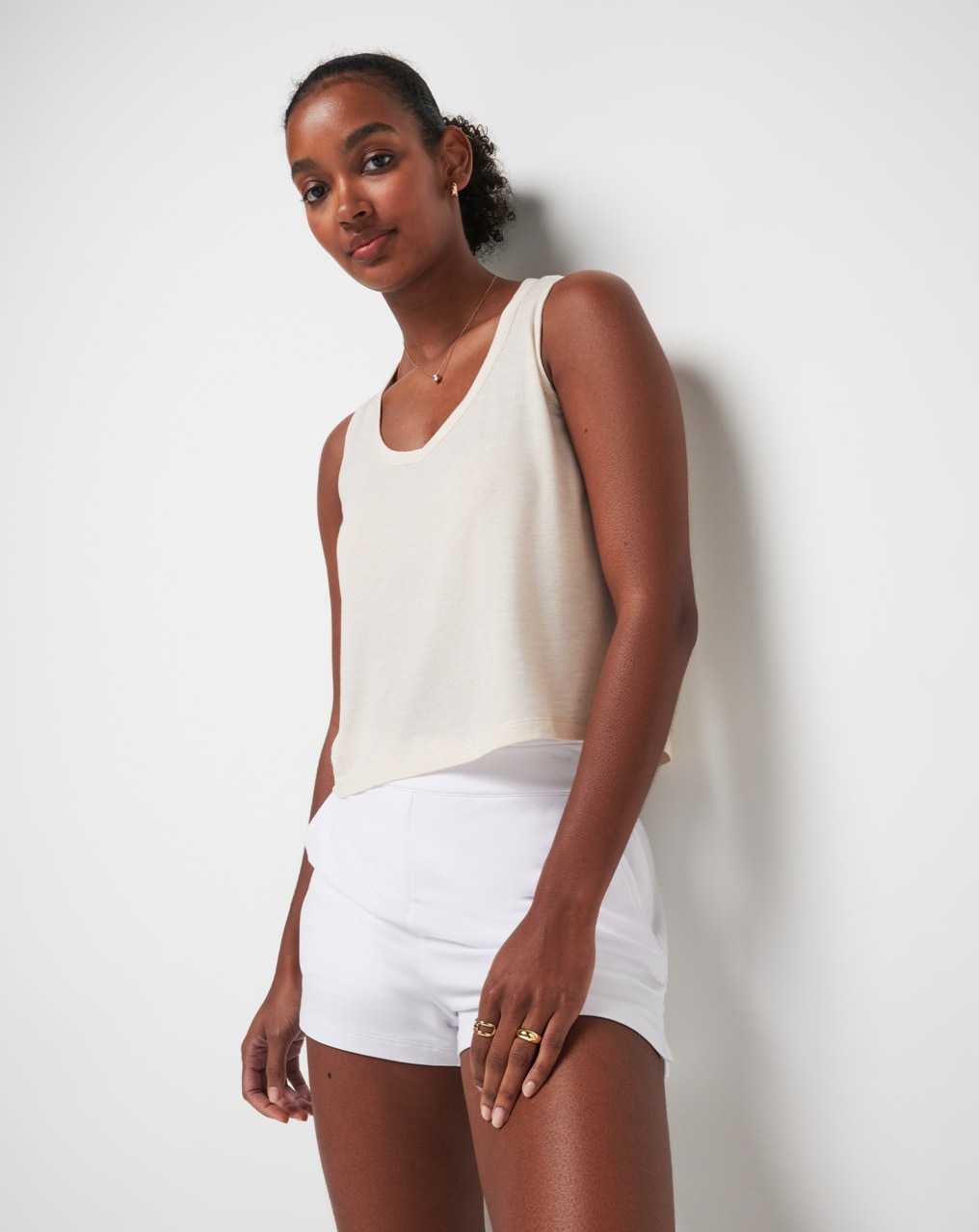 Travis Mathew Sun Shimmer Tissue Tank Heather Brazilian Sand | LCXBDRE-05