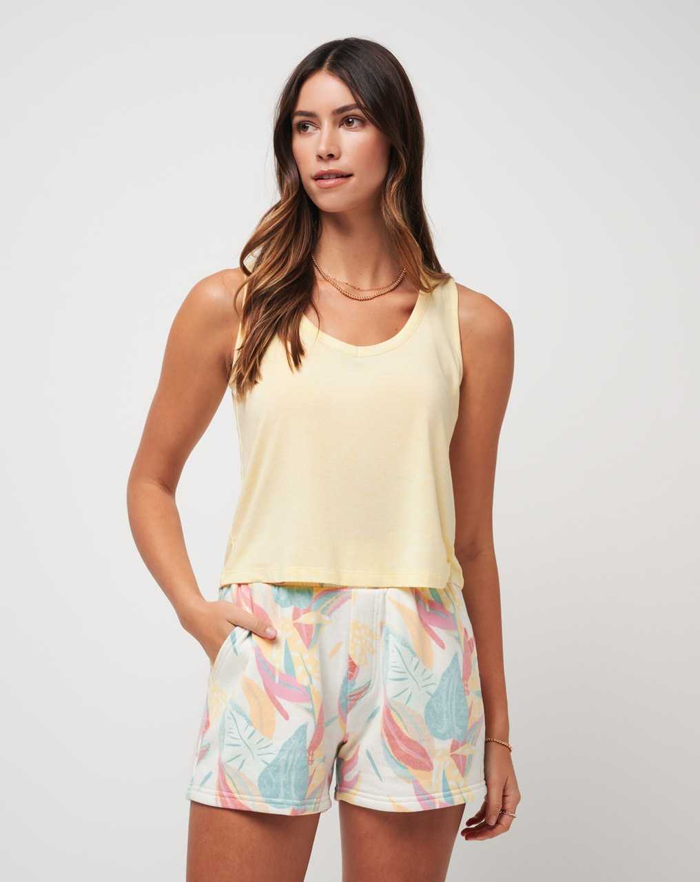 Travis Mathew Sun Shimmer Tissue Tank Heather Pale Banana | PXBFVDI-67