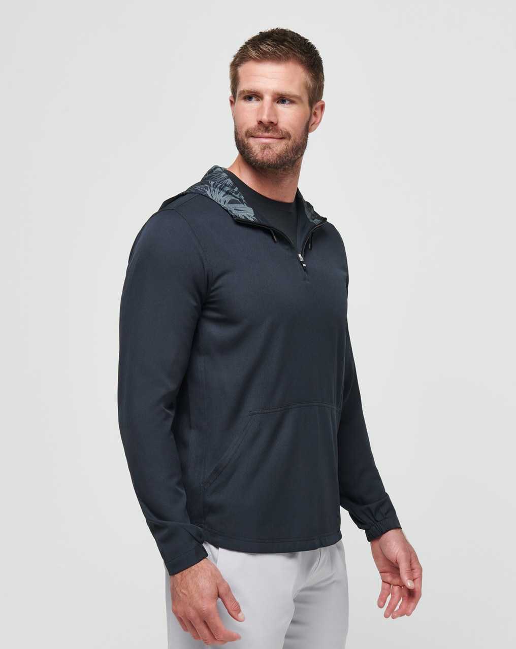 Travis Mathew Tech Hoodie Quarter Zip Black Floral | JESQPDI-40