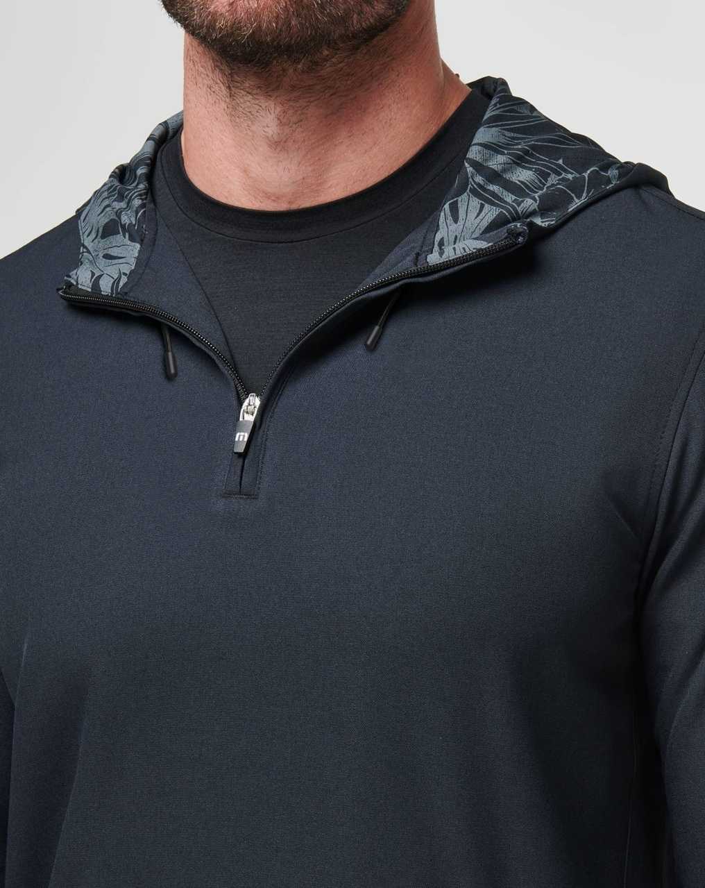 Travis Mathew Tech Hoodie Quarter Zip Black Floral | JESQPDI-40