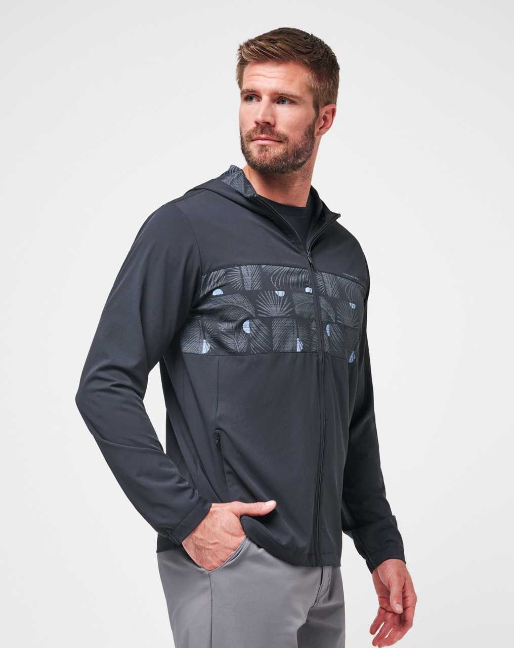 Travis Mathew Tech Hoodie Striped Full Zip Black | LHKNYCQ-80