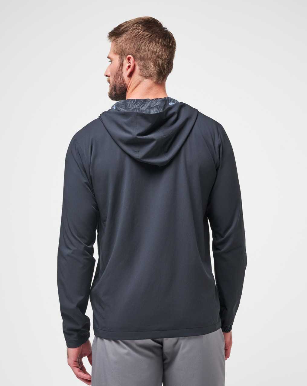 Travis Mathew Tech Hoodie Striped Full Zip Black | LHKNYCQ-80