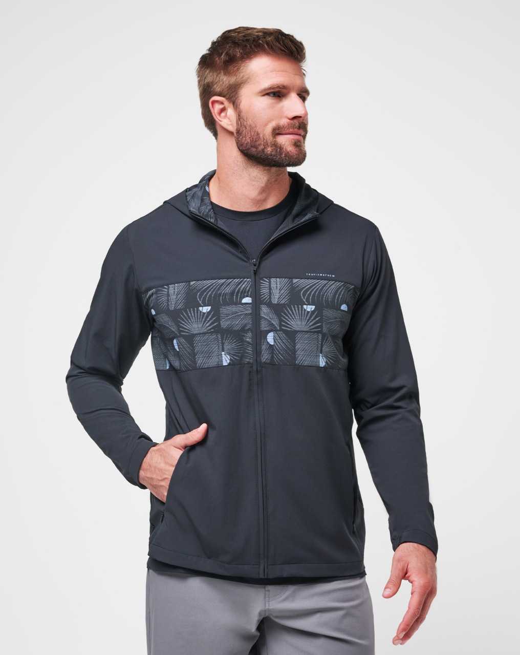 Travis Mathew Tech Hoodie Striped Full Zip Black | LHKNYCQ-80