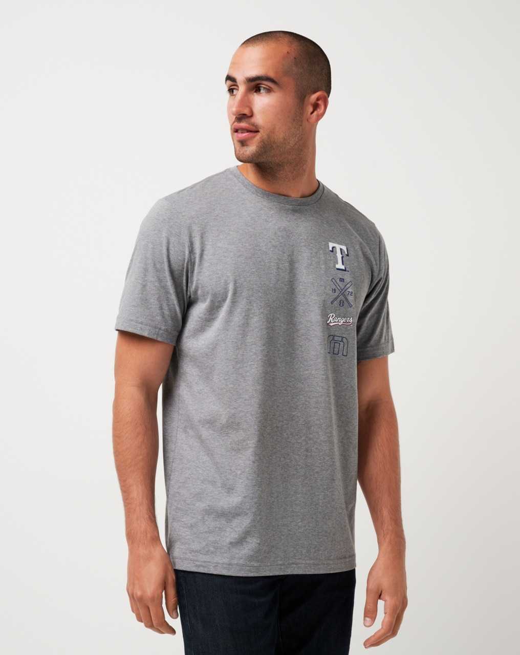 Travis Mathew Texas Rangers Sunset Slam Tee Heather Grey | KWPJSXD-82