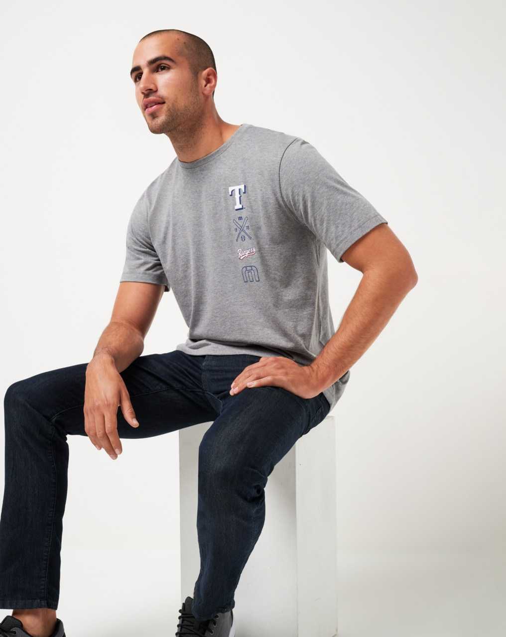 Travis Mathew Texas Rangers Sunset Slam Tee Heather Grey | KWPJSXD-82