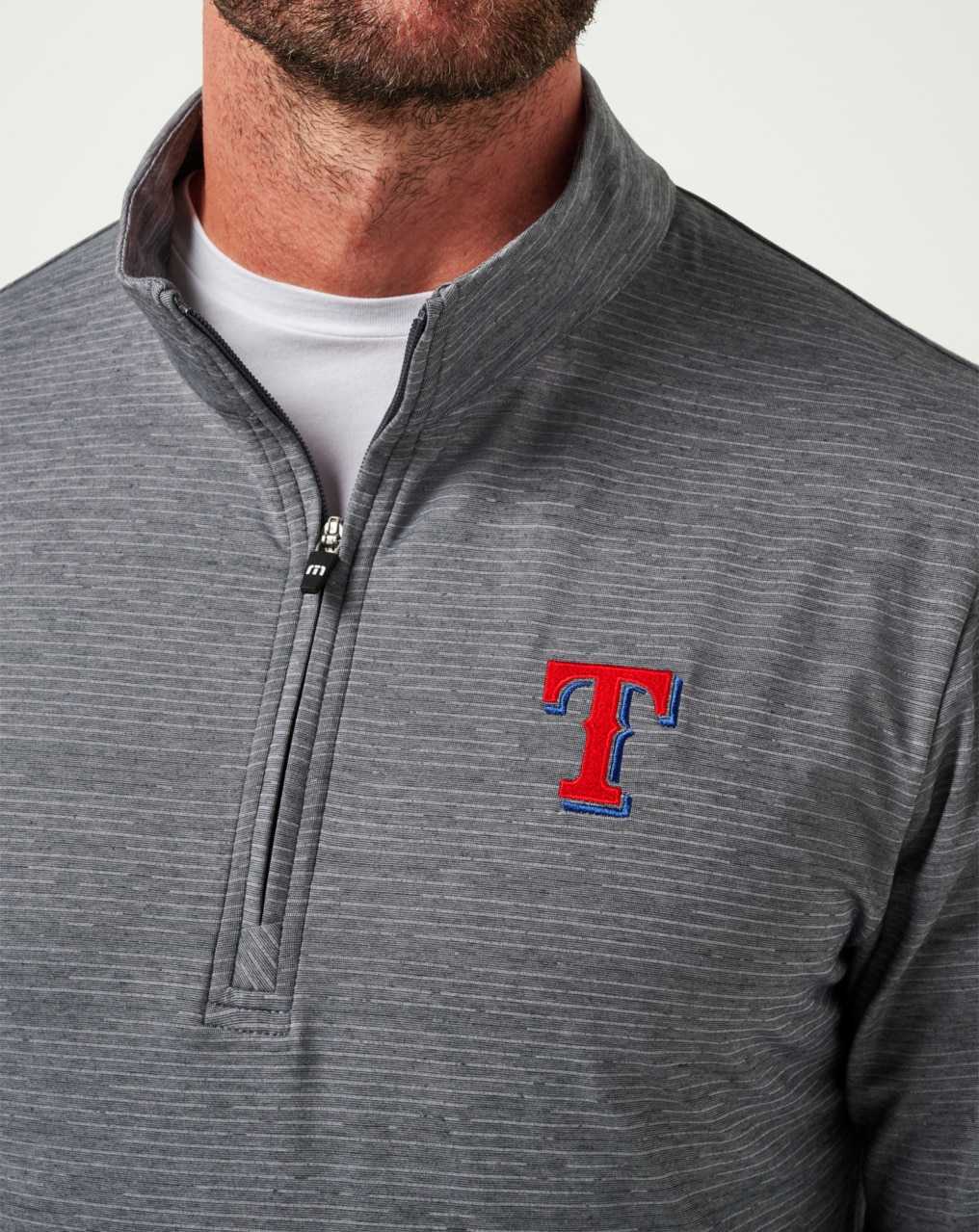 Travis Mathew Texas Rangers The Heater Quarter Zip Sleet/Quiet Shade | GBAZDNC-19