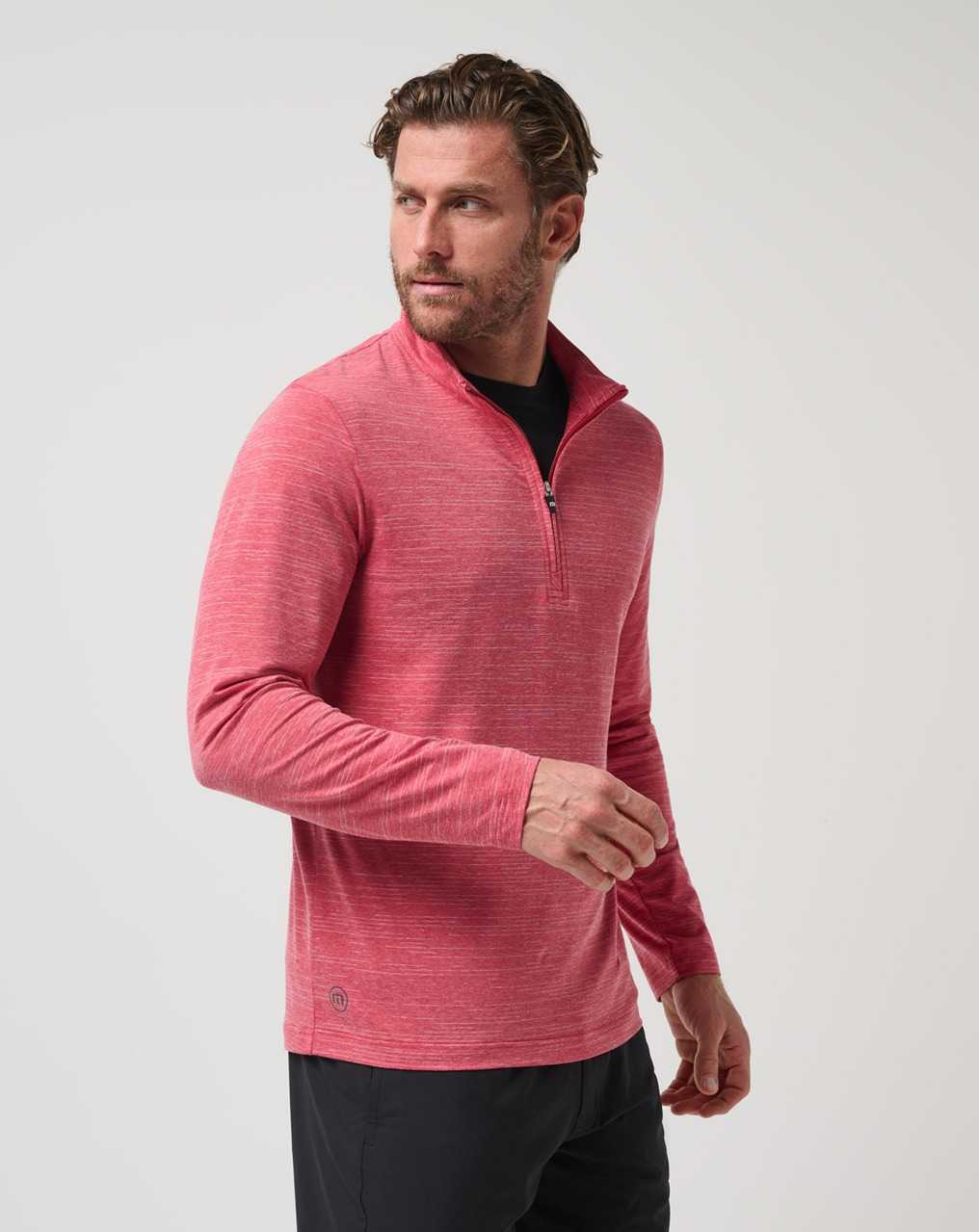 Travis Mathew The Heater Quarter Zip Heather Scooter | EATLFOH-43