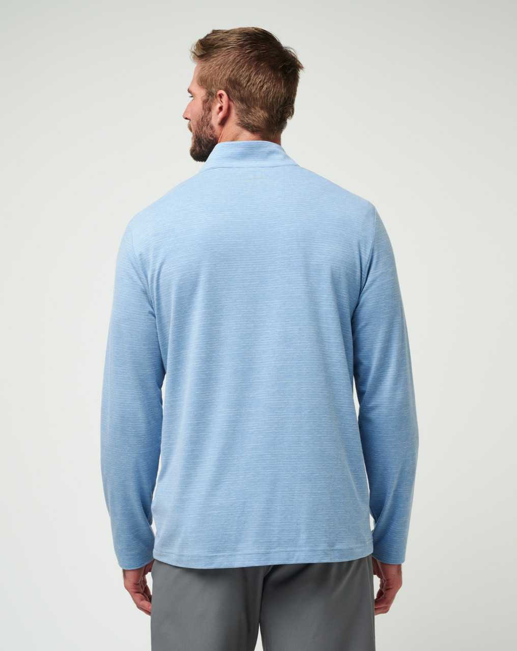 Travis Mathew The Heater Quarter Zip Heather Blue | ROILZFN-20