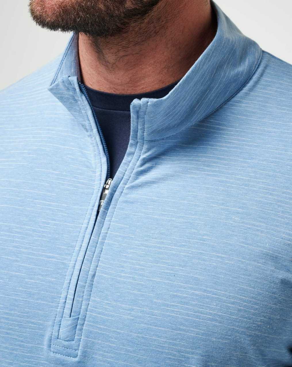 Travis Mathew The Heater Quarter Zip Heather Blue | ROILZFN-20