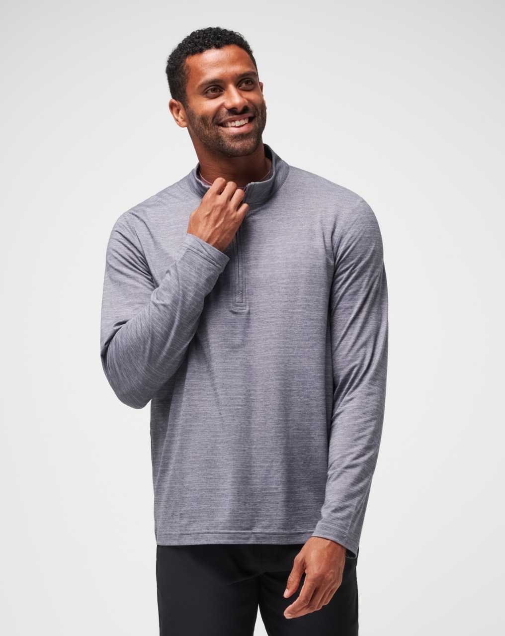 Travis Mathew The Heater Quarter Zip Sleet/Quiet Shade | TAGOQYP-03