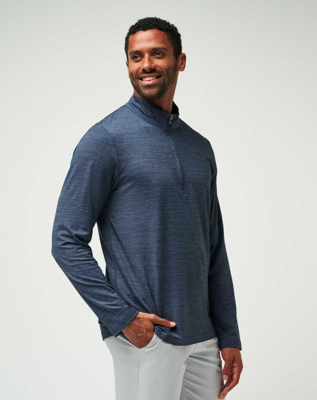 Travis Mathew The Heater Quarter Zip Vintage Indigo/Black | OTPLGFU-07