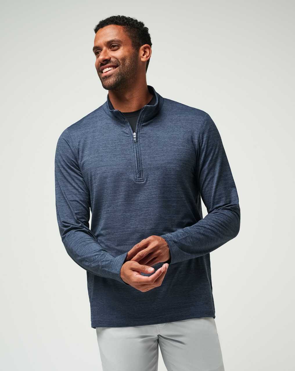 Travis Mathew The Heater Quarter Zip Vintage Indigo/Black | JCTERIZ-21