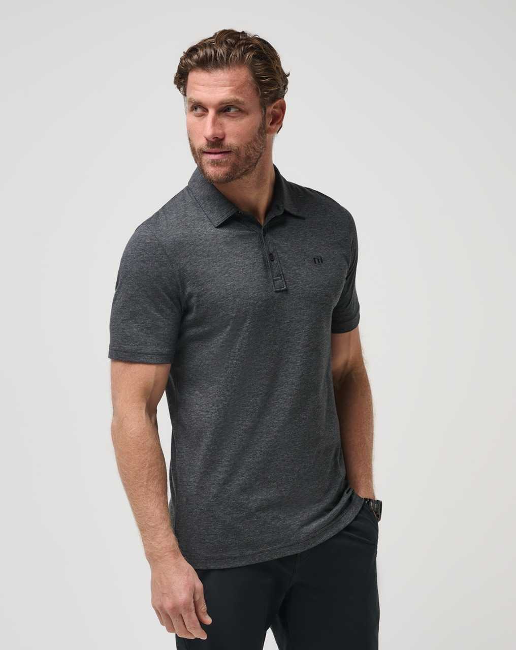 Travis Mathew The Zinna Polo Heather Black | WLRFBHZ-06